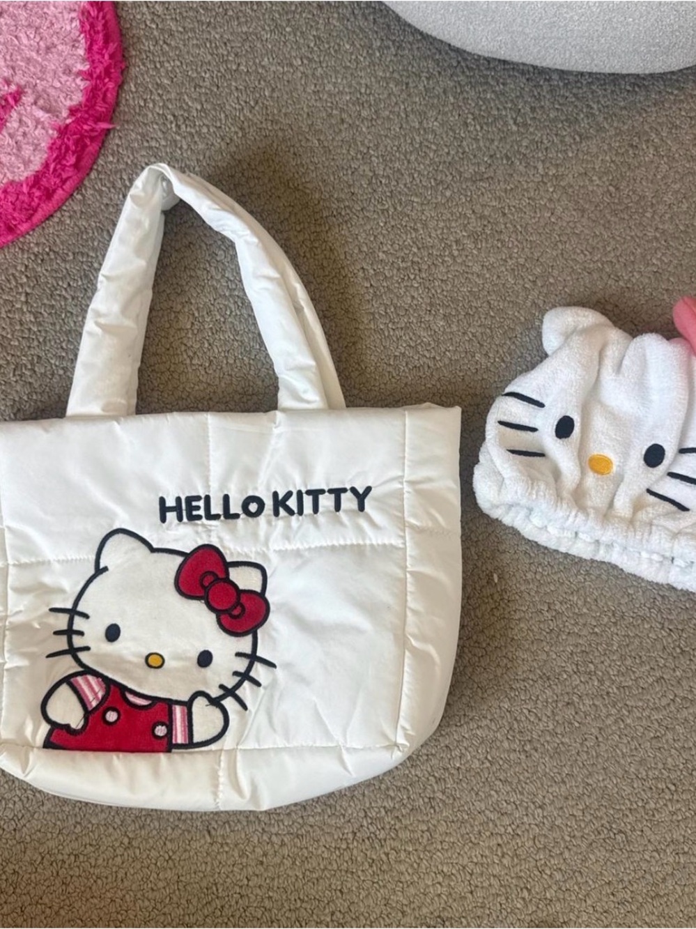 Hello Kitty White & Red Quilted Kids Shoulder Tote